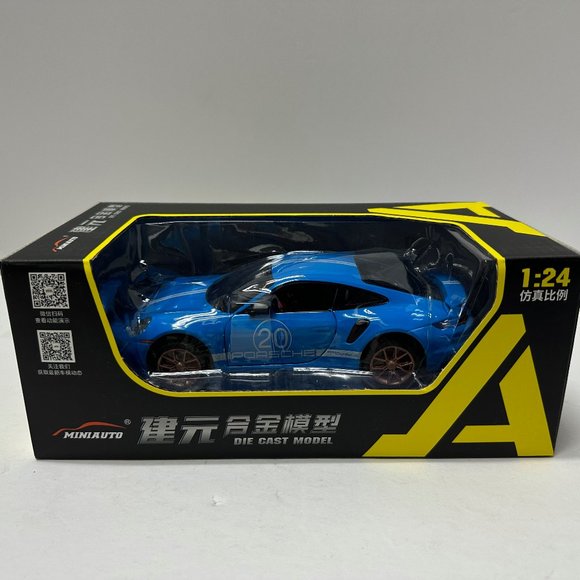 1:24 2020 Porsche 911 Turbo S Diecast With Headlight & Tailight LEDS Blue - Picture 2 of 10
